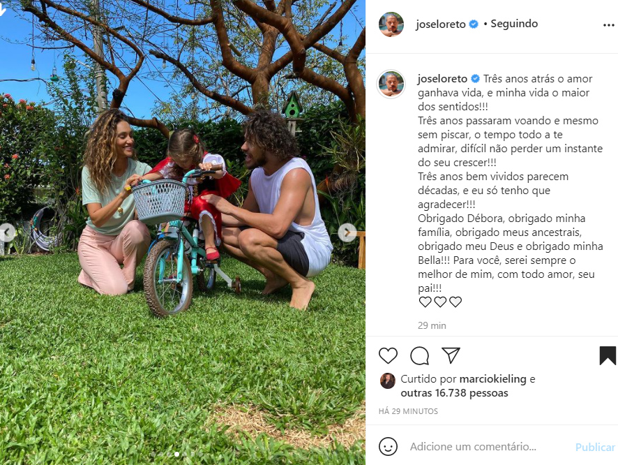 Débora Nascimento, Bella e José Loreto - Crédito: Reprodução / Instagram