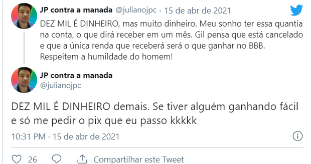 Fãs criticam Juliette por rir da dívida de Gilberto no BBB21 - Crédito: Reprodução / Twitter