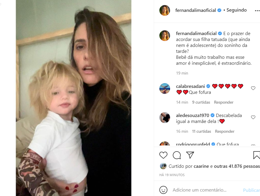 Fernanda Lima e a filha, Maria - Crédito: Reprodução / Instagram