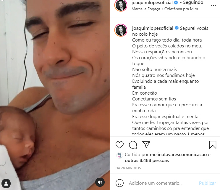 Joaquim Lopes e Marcella Fogaça apresentam as filhas gêmeas - Crédito: Reprodução / Instagram