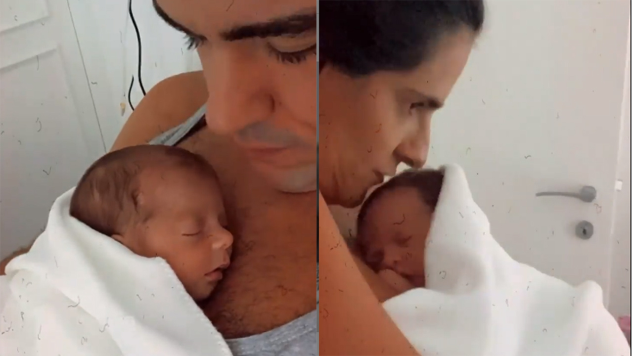 Joaquim Lopes e Marcella Fogaça apresentam as filhas gêmeas - Crédito: Reprodução / Instagram