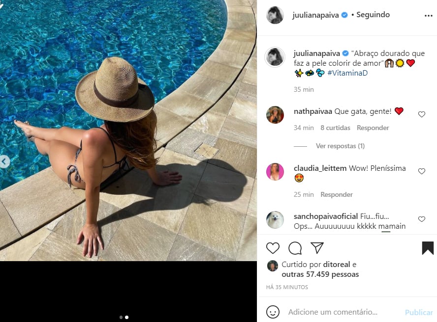 Juliana Paiva mostra fotos na piscina - Crédito: Reprodução / Instagram