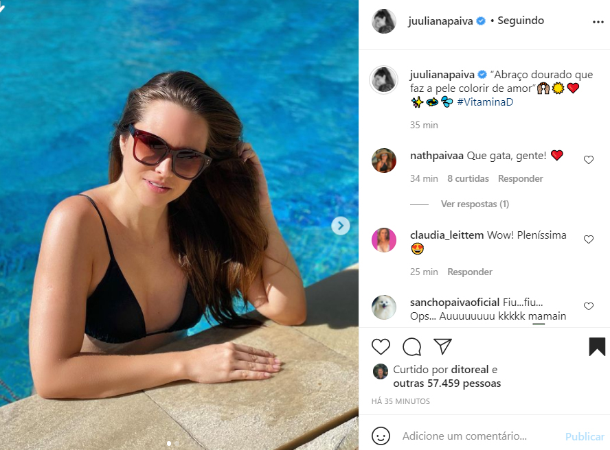 Juliana Paiva mostra fotos na piscina - Crédito: Reprodução / Instagram