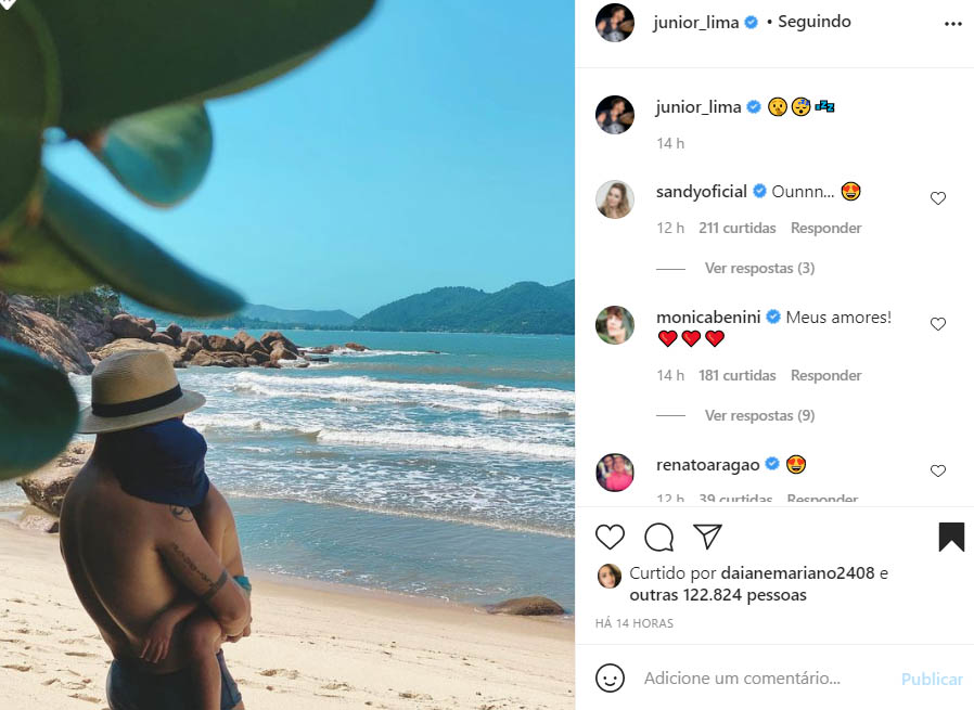 Junior Lima com o filho, Otto - Crédito: Reprodução / Instagram