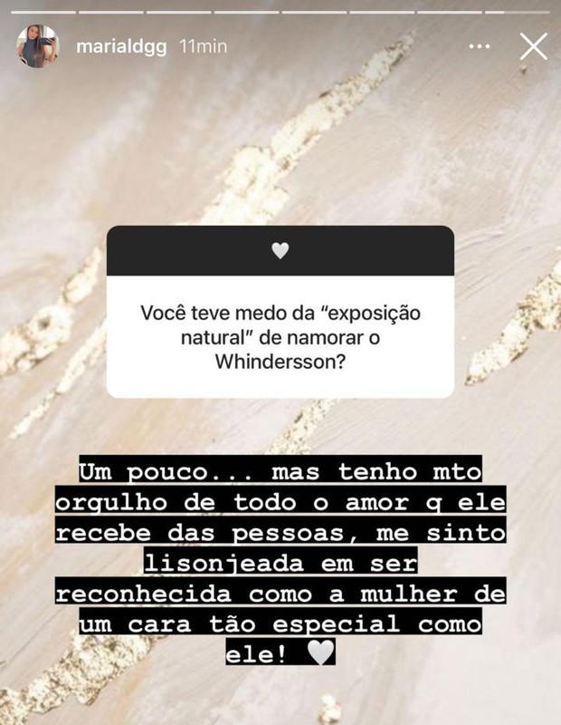 Maria Lina fala sobre relacionamento com Whindersson Nunes