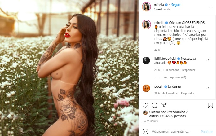 MC Mirella dispensa roupa em foto ousada