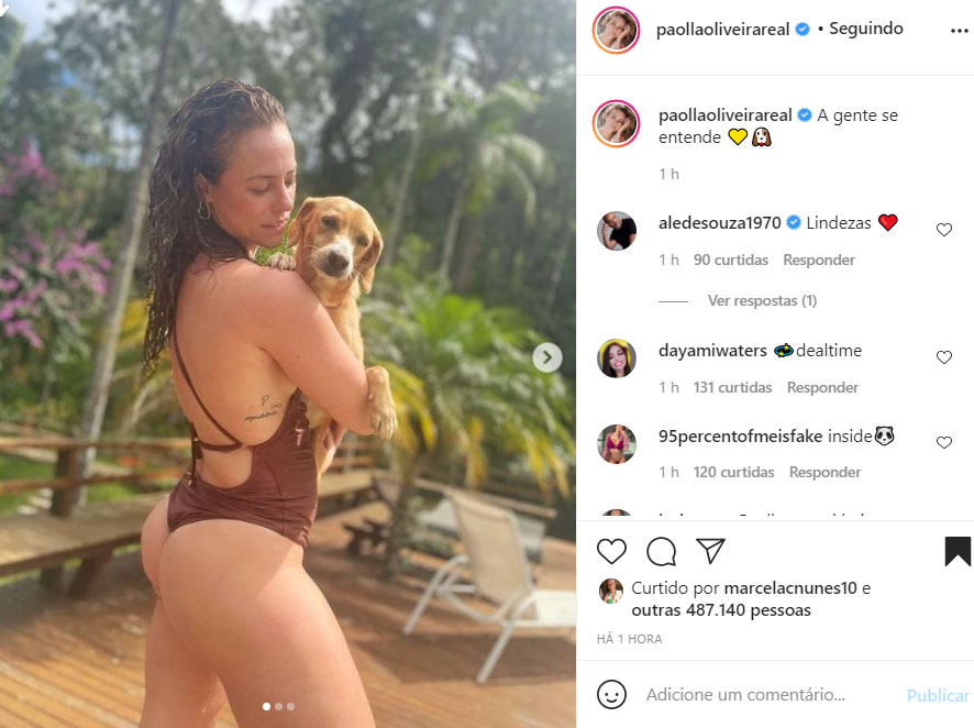 Paolla Oliveira arranca suspiros ao aparecer com maiô fio-dental - Crédito: Reprodução / Instagram