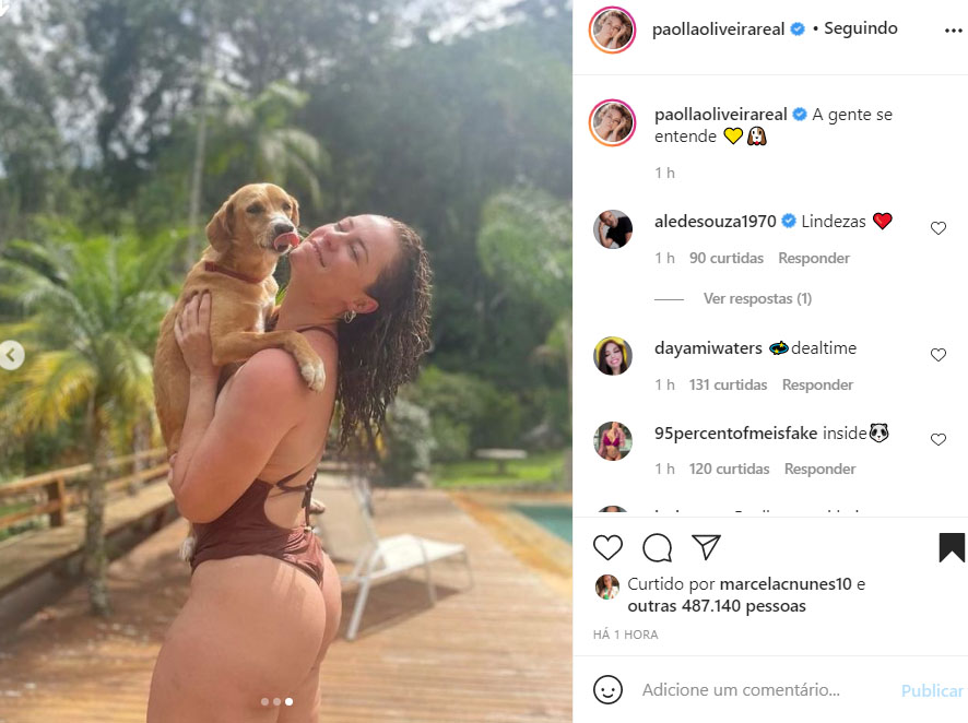 Paolla Oliveira arranca suspiros ao aparecer com maiô fio-dental - Crédito: Reprodução / Instagram