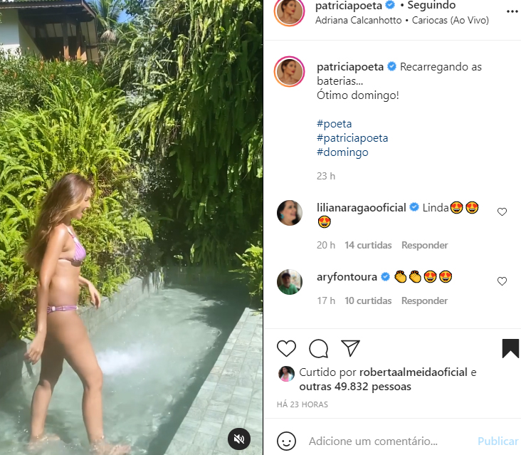 Patricia Poeta aparece de biquíni em novas imagens - Crédito: Reprodução / Instagram