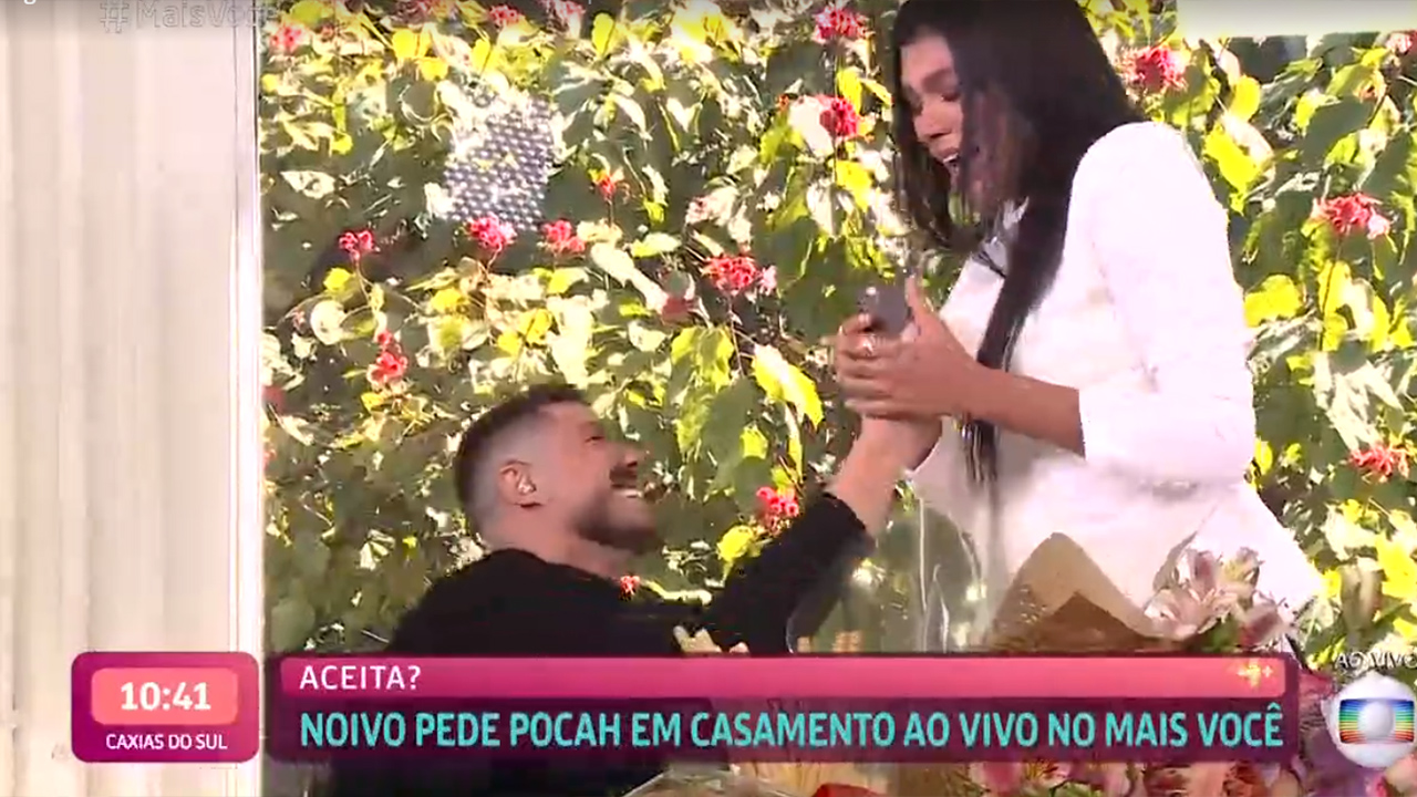 Pocah recebe pedido de casamento ao vivo no Mais Você - Crédito: Reprodução / Globo