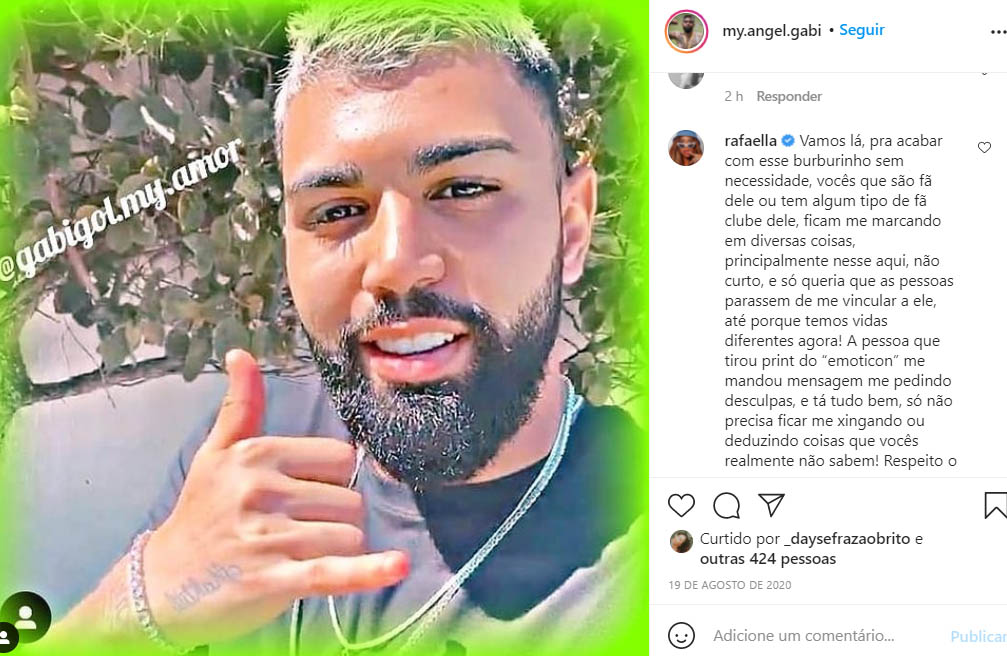 Rafaella, irmã de Neymar, se explica após comentário em fã-clube de Gabigol - Crédito: Reprodução / Instagram