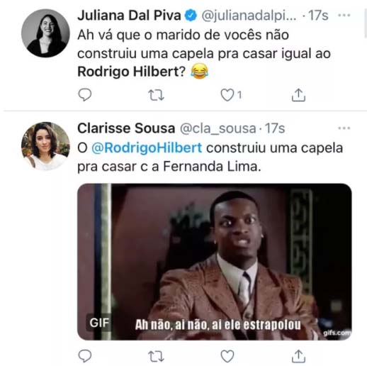 Rodrigo Hilbert viraliza ao revelar que construiu uma capela - Crédito: Reprodução / Twitter