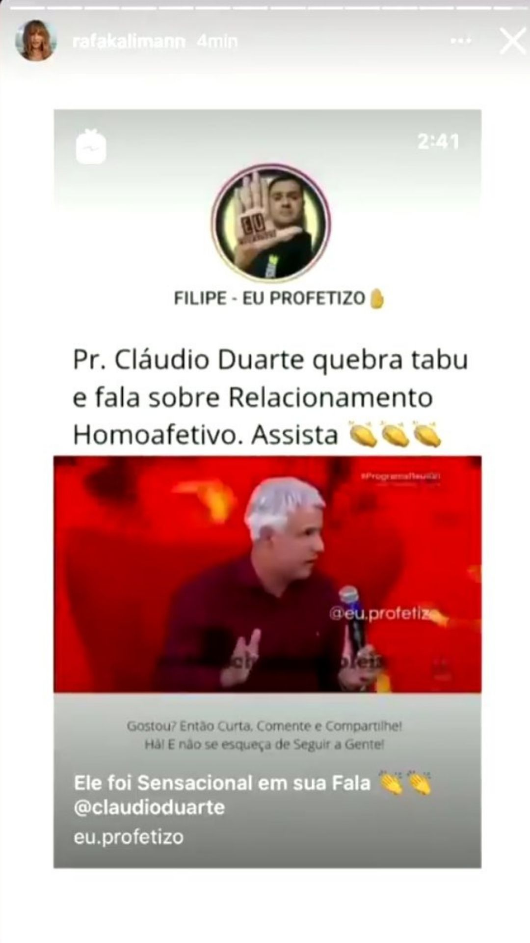 Rafa Kalimann se desculpa por postar vídeo lgbtfóbico. Foto: Reprodução/Instagram