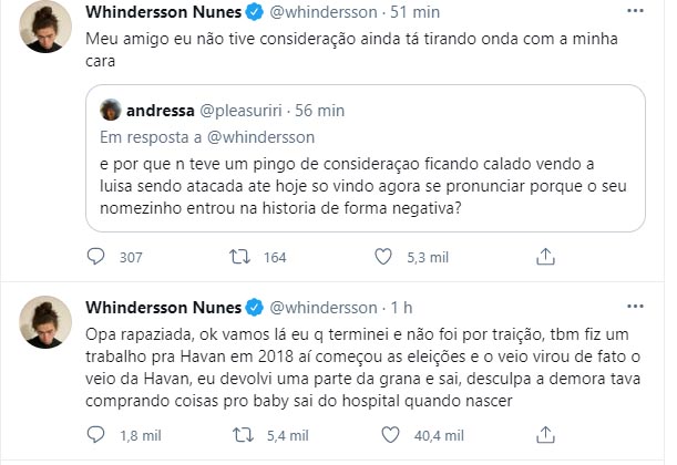 Whindersson Nunes fala no Twitter - Crédito: Reprodução / Twitter