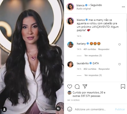 Bianca Andrade, a Boca Rosa, muda visual e aparece com megahair