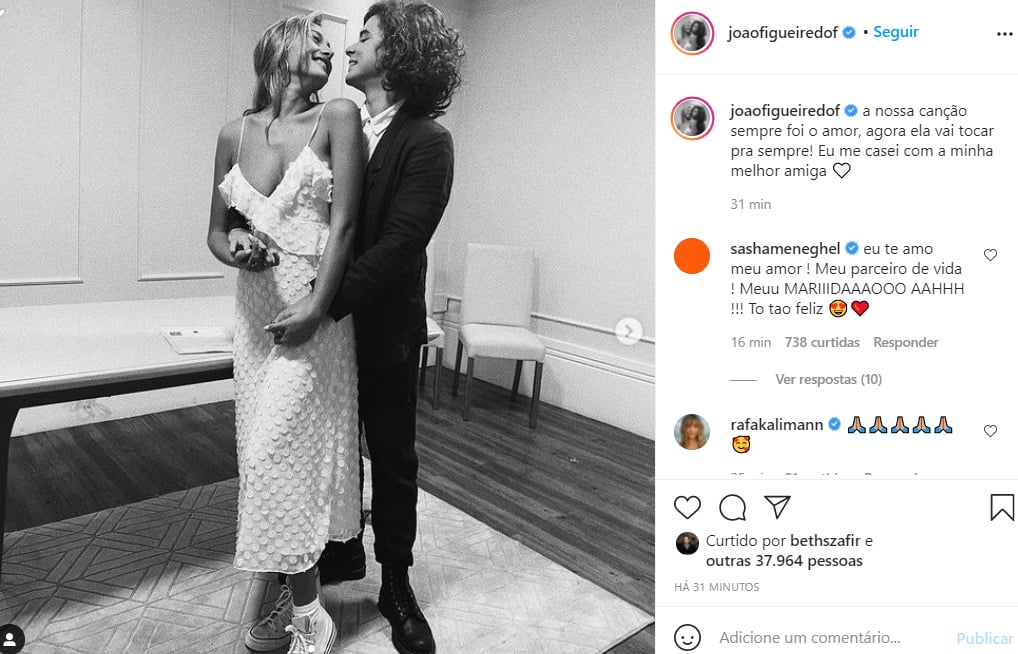 Sasha Meneghel se casa com João Figueiredo - Crédito: Reprodução / Instagram