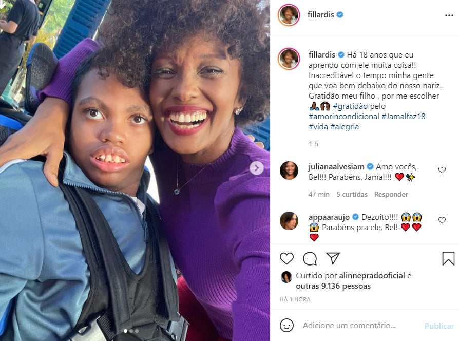 Isabel Fillardis e o filho Jamal - Crédito: Reprodução / Instagram