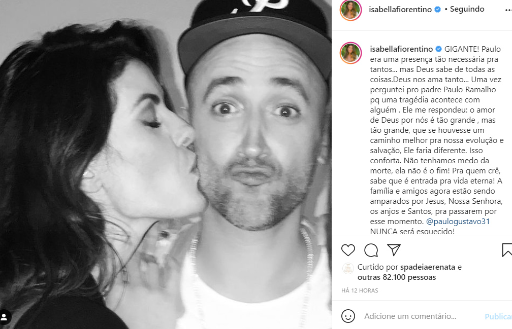 Isabella Fiorentino se despede de Paulo Gustavo - Crédito: Reprodução / Instagram