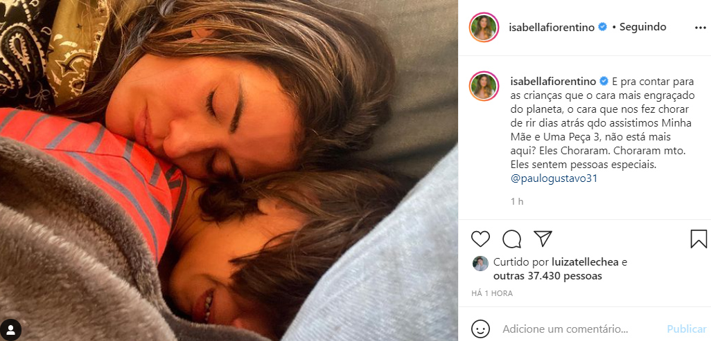 Isabella Fiorentino mostra tristeza dos filhos com a morte de Paulo Gustavo - Crédito: Reprodução / Instagram