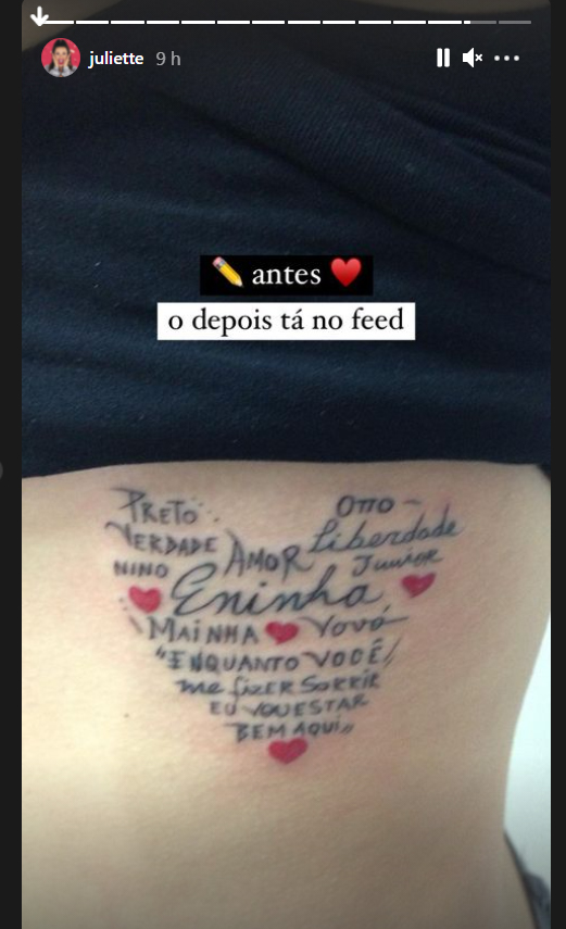 Juliette mostra antes e depois de tatuagem - Crédito: Reprodução / Instagram