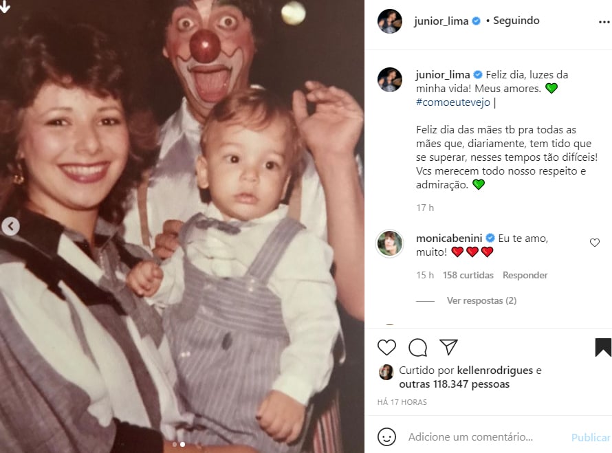 Junior Lima mostra foto antiga com a mãe, Noely Lima - Crédito: Reprodução / Instagram