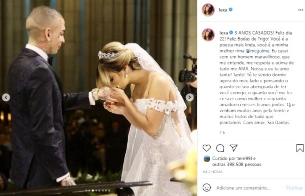 Lexa mostra fotos inéditas do casamento com MC Guimê