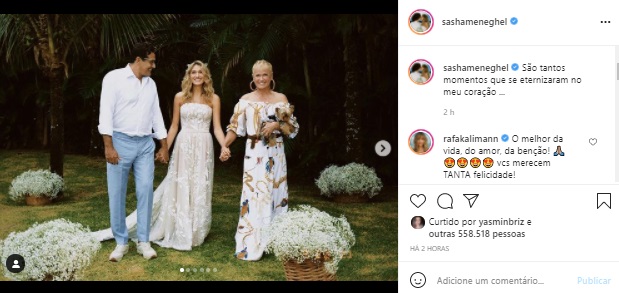 Sasha Meneghel mostra fotos inéditas do casamento