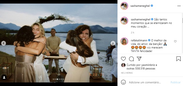 Sasha Meneghel mostra fotos inéditas do casamento