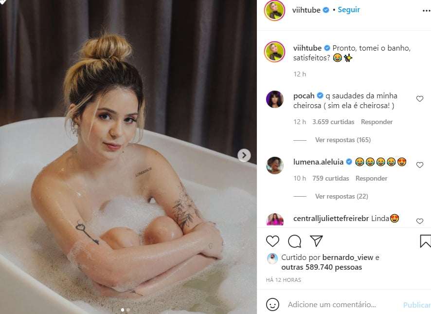 Viih Tube toma banho de banheira - Crédito: Reprodução / Instagram