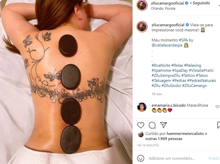Zilu Camargo mostra tatuagem nas costas - Crédito: Reprodução / Instagram