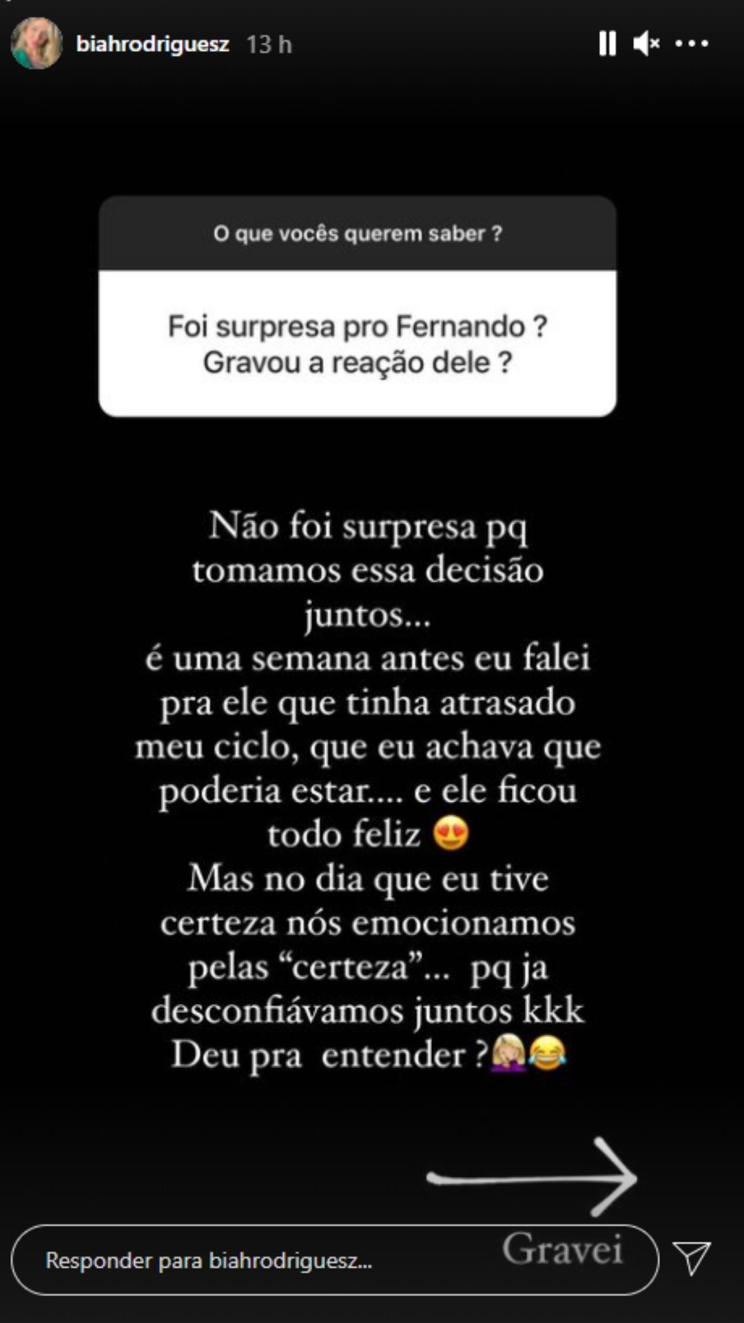 Biah Rodrigues mostra reação de Sorocaba ao descobrir a segunda gravidez. Foto: Reprodução/Instagram