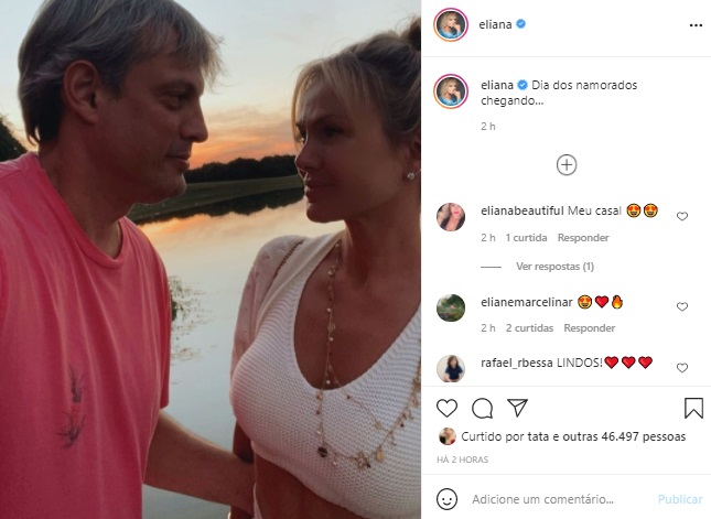 Eliana surge em foto rara com o marido