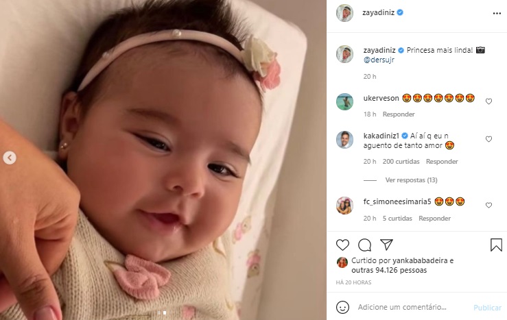 Filha de Simone e Kaká Diniz rouba a cena em nova foto