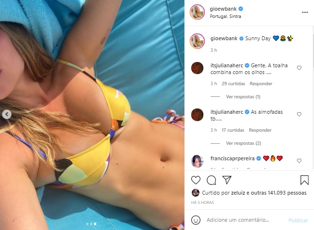 Em Portugal, Giovanna Ewbank posa de biquíni e exibe seu corpão 