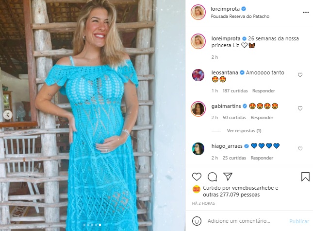 Lorena Improta mostra o barrigão de grávida