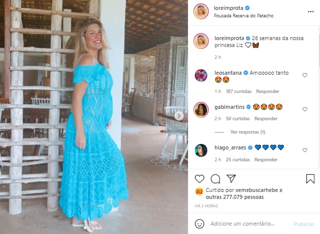 Lorena Improta mostra o barrigão de grávida 