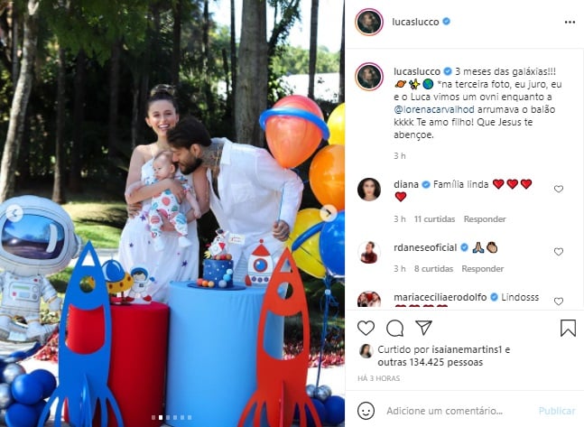 Lucas Lucco e Lorena Carvalho celebram mêsversário do filho