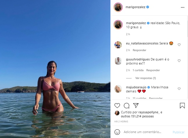 Mari Gonzalez relembra foto na praia e boa forma rouba a cena