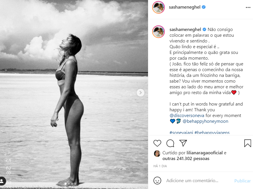 Sasha Meneghel Szafir mostra fotos da lua de mel - Crédito: Reprodução / Instagram