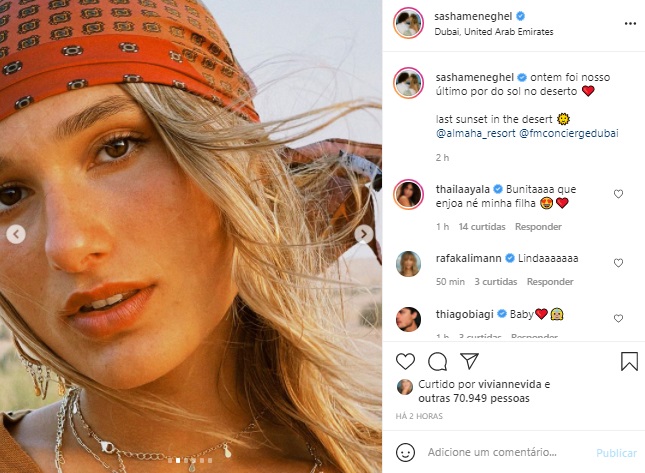 Sasha Meneghel abre álbum de fotos da lua de mel