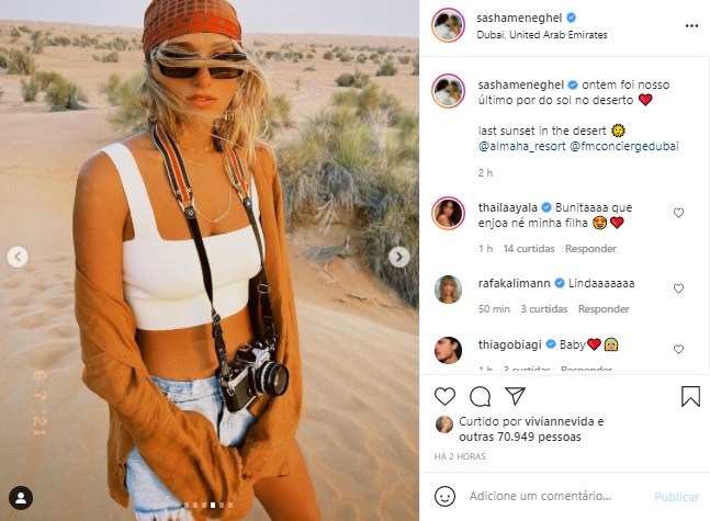 Sasha Meneghel abre álbum de fotos da lua de mel