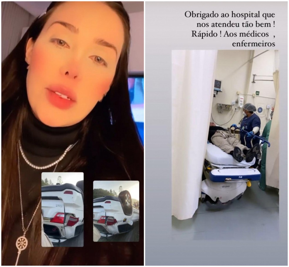 Giovani e a esposa, Anna Carolina, sofrem acidente de carro - Crédito: Reprodução / Instagram