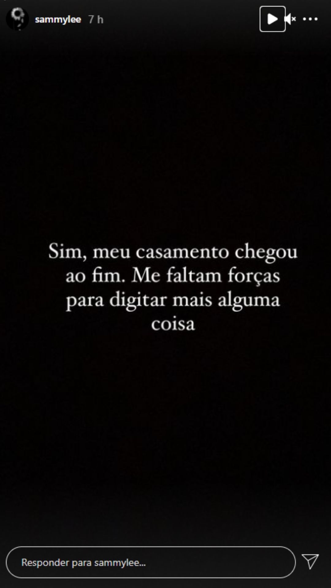 Após traição, Sammy se separa do marido. Foto: Reprodução/Instagram