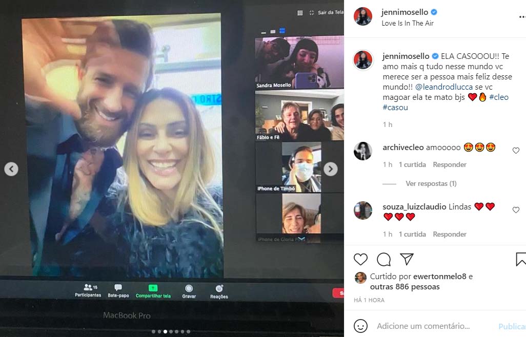 Cleo e Leandro D'Luca se casam no civil - Crédito: Reprodução / Instagram