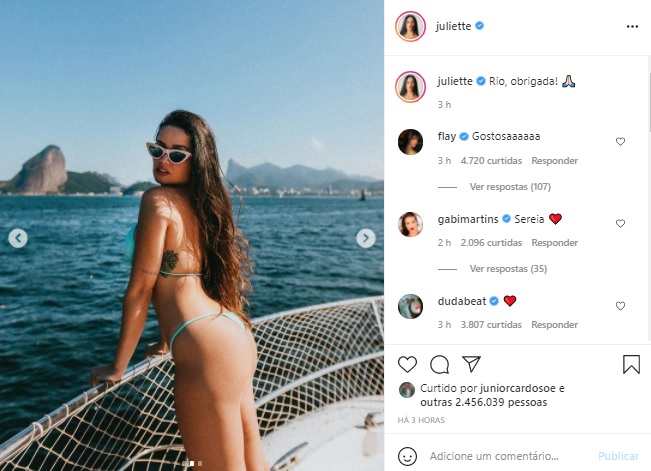 Juliette Freire surge com biquíni cavadíssimo em foto