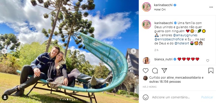 Karina Bacchi surge com marido após crise no casamento