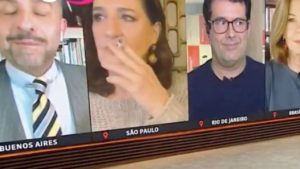 Monica Waldvogel fuma ao vivo na GloboNews - Crédito: Reprodução / GloboNews