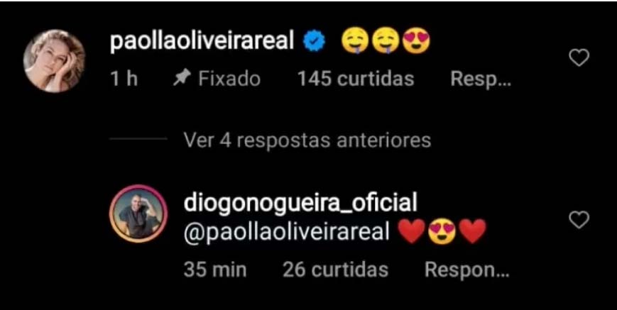 Paolla Oliveira e Diogo Nogueira - Crédito: Reprodução / Instagram