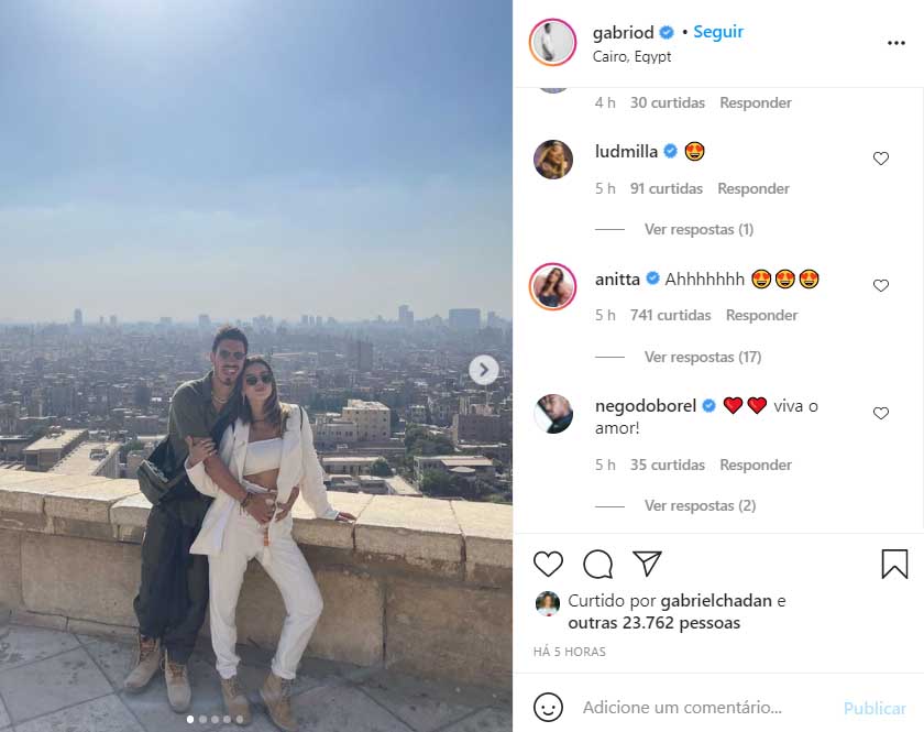 Anitta comemora o namoro de Giovanna Lancellotti e Gabriel O. David - Crédito: Reprodução / Instagram