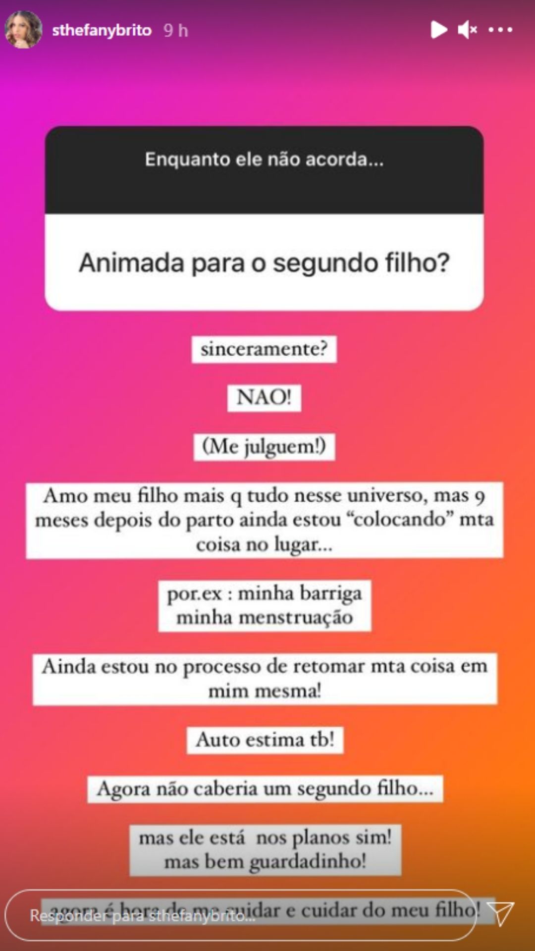 Sthefany Brito fala sobre vontade de ter mais filhos. Foto: Reprodução/Instagram